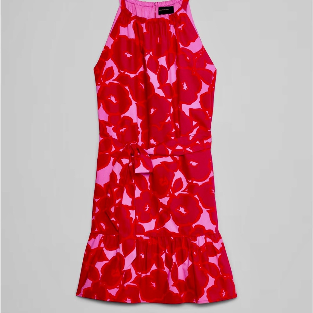 Banana Republic Floral Halter Dress - Red and Pink NWT
